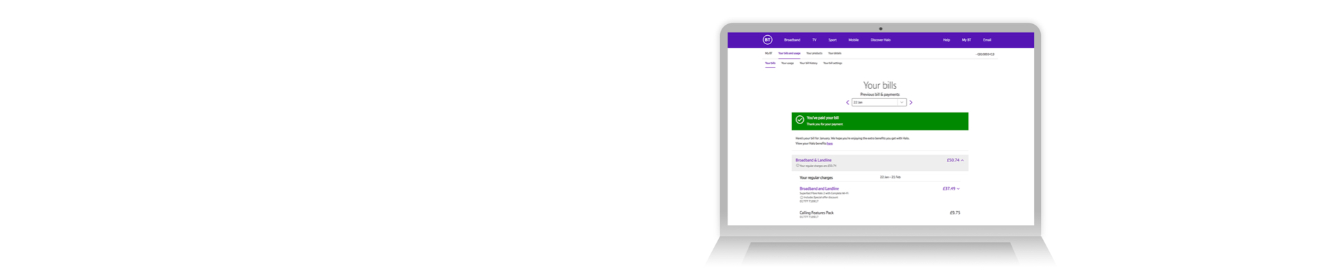 View your bills and manage your account with BT