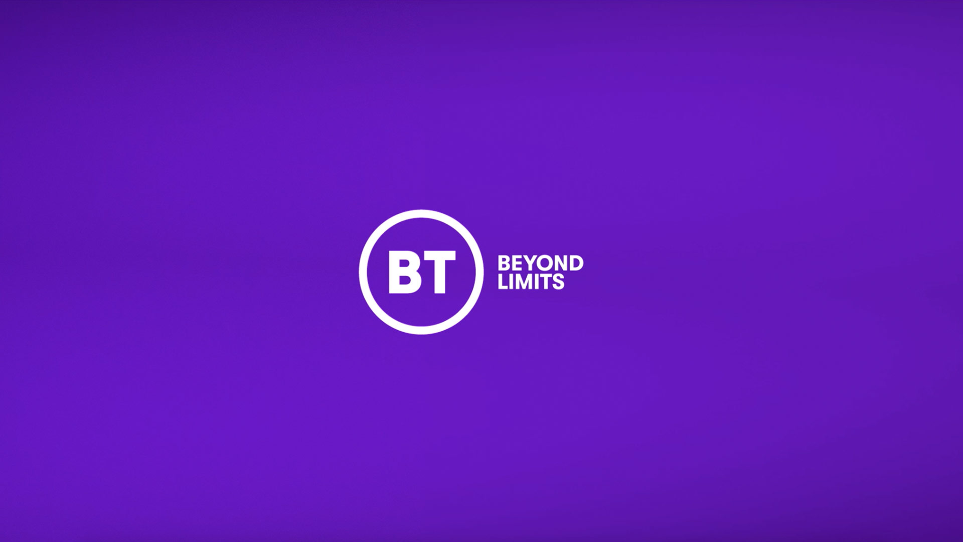 New BT logo following the BT rebrand and text reading beyond limits.