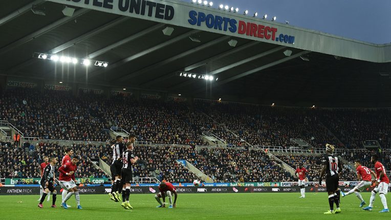 Newcastle playing against Manchester United at St James' park