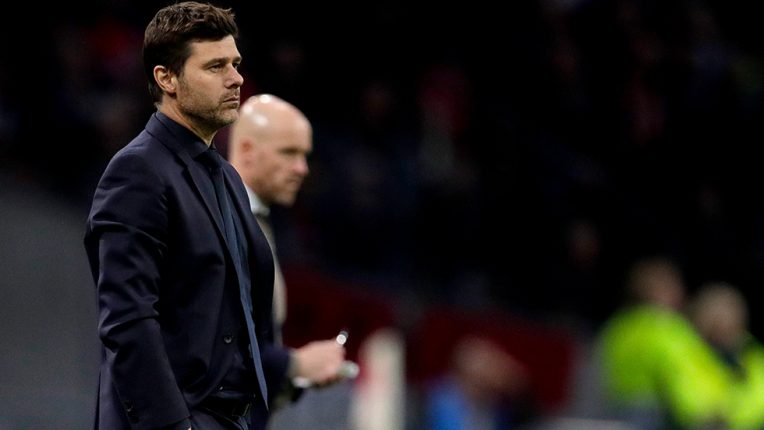 A tense Mauricio Pochettino watches on as his Tottenham team search for a miracle in Amsterdam