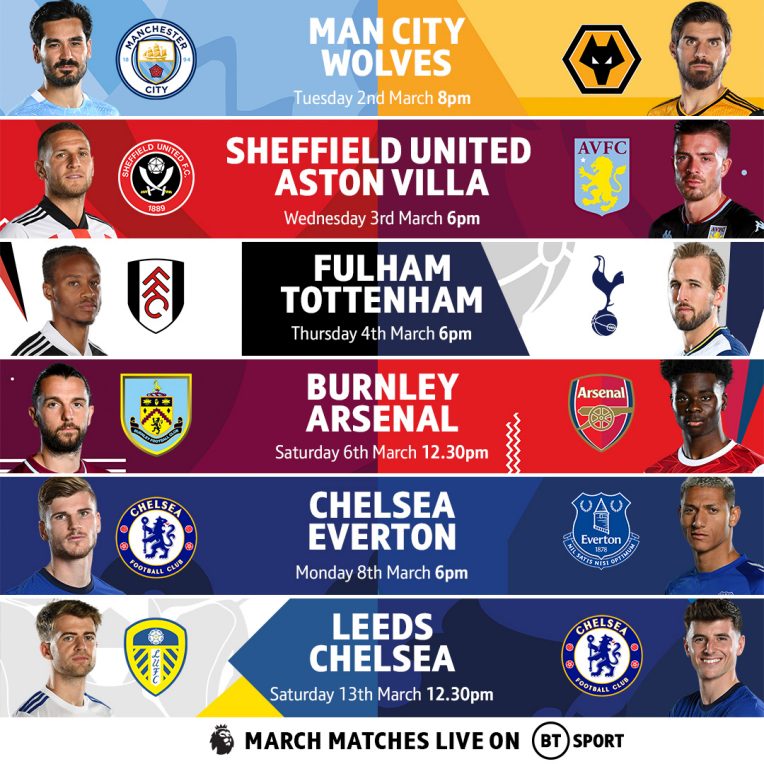 BT Sport reveals Premier League TV picks for March BT Sport