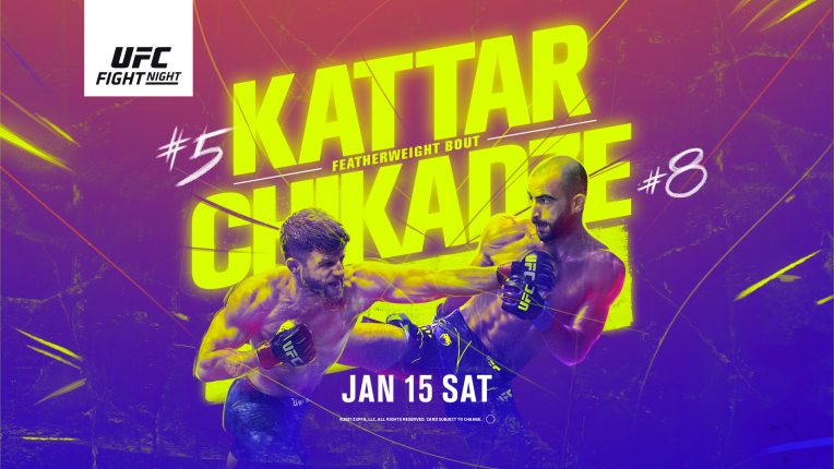 Calvin Kattar vs Giga Chikadze fight poster