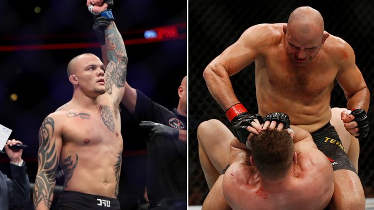 Anthony Smith and Glover Teixiera compete in the UFC