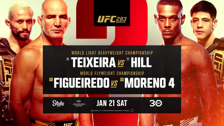 The official UFC 283 fight poster featuring Glover Teixeira facing off against Jamahal Hill