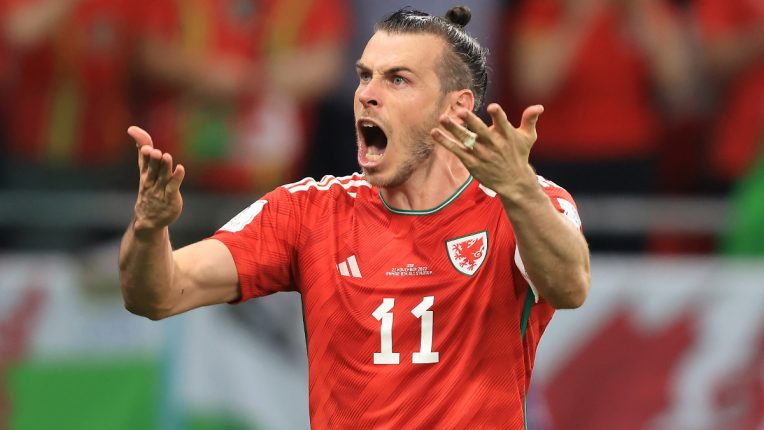 Gareth Bale celebrates after equalising for Wales against the USA