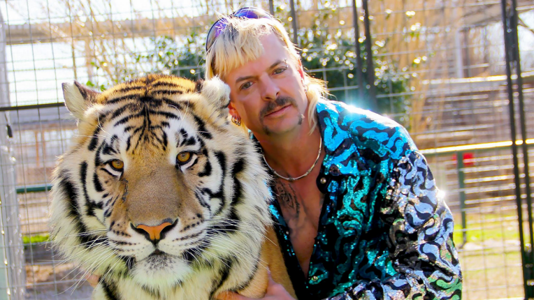 Tiger King Joe Exotic with tiger
