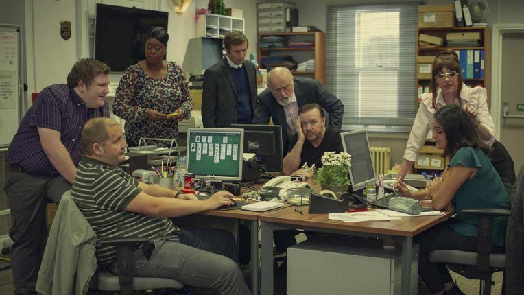 Ricky Gervais, Tony Way and the cast of After Life series 2