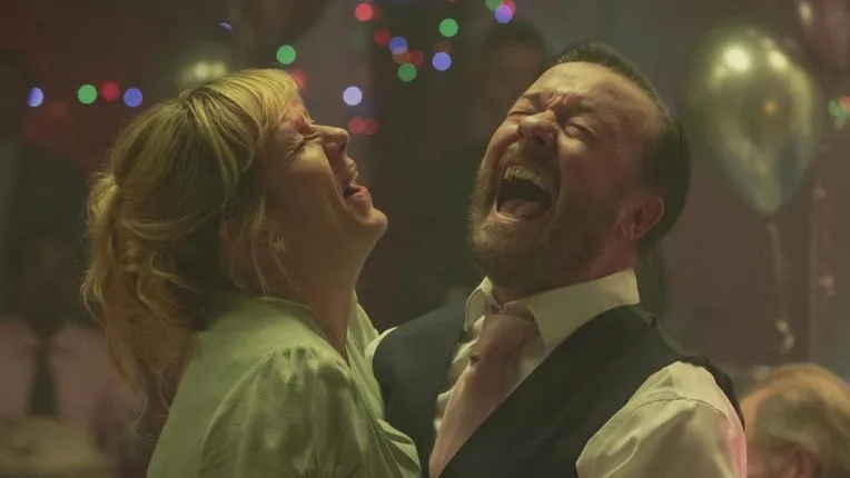 Ricky Gervais and Kerry Godliman share a loving moment in a flashback in After Life season two