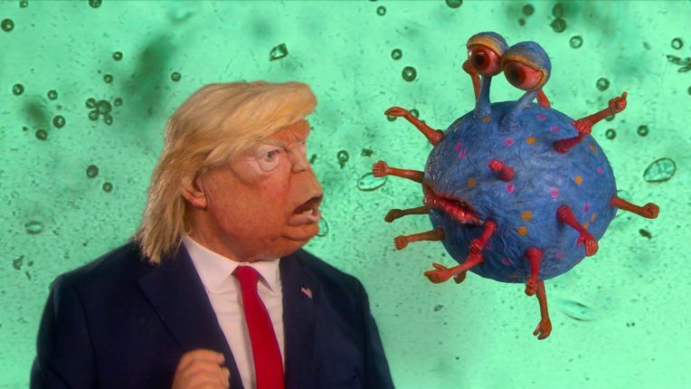 Donald Trump and Coronavirus on Spitting Image