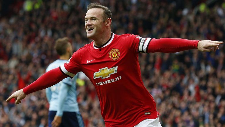 Wayne Rooney celebrating a goal for Manchester United
