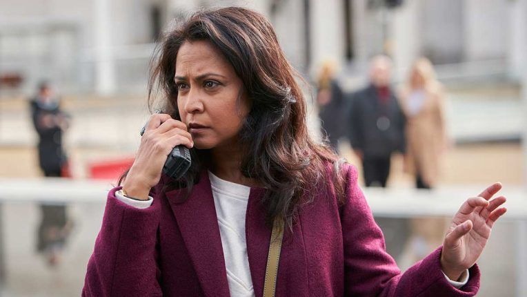 Parminder Nagra as DI Ray in an action sequence