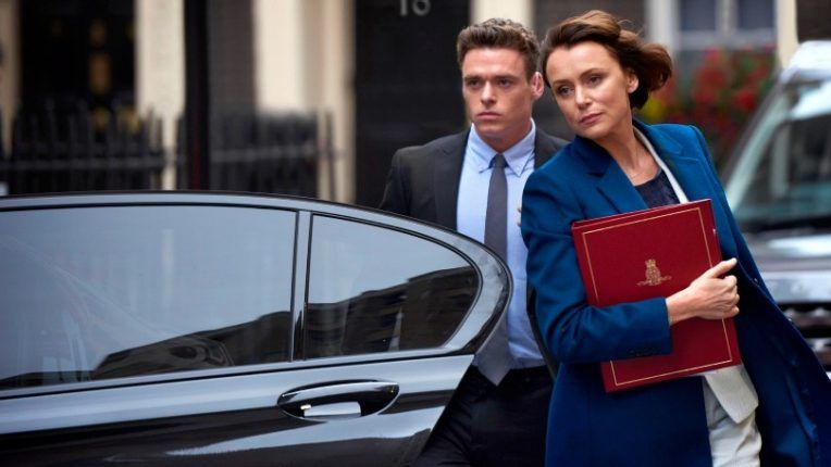 Kelley Hawes and Richard Madden in Bodyguard