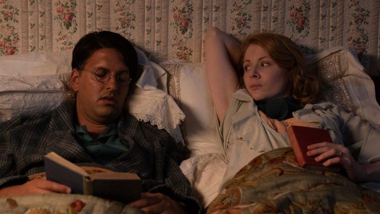 Shazad Latif and Emily Beecham in The Pursuit of Love