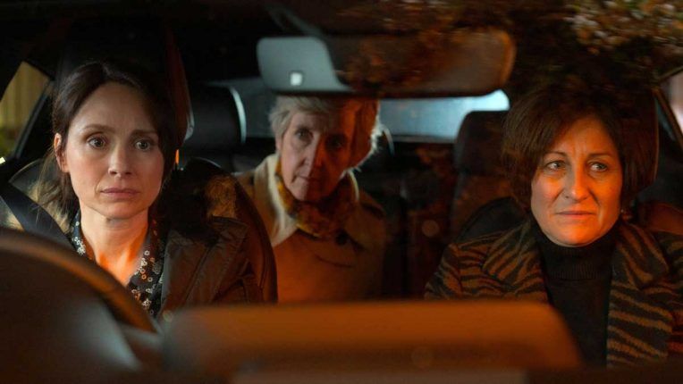 Laura Fraser, Julie Hesmondhalgh and Eiry Thomas filming The Pact