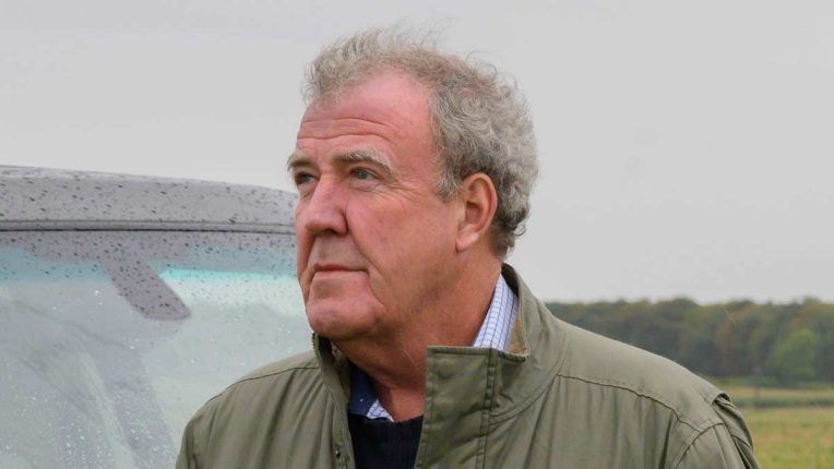 Jeremy Clarkson looking into the distance on his new farm