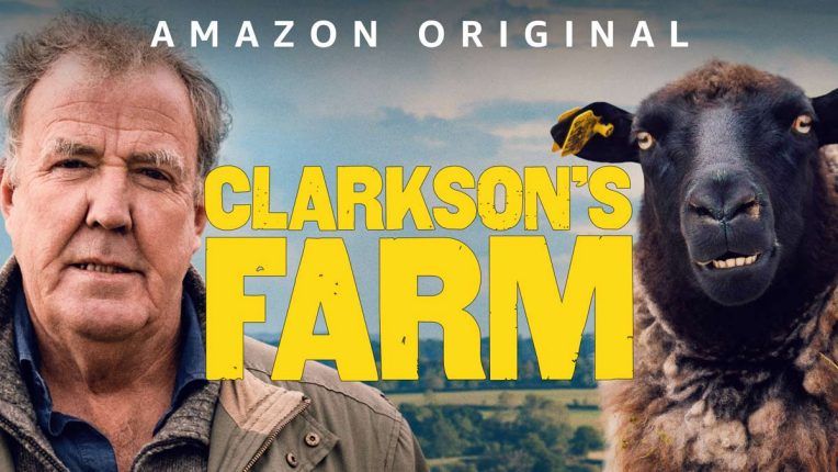 Jeremy Clarkson poses with a sheep