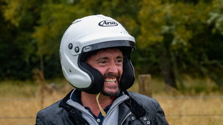 Richard Hammond in a crash helmet filming The Grand Tour