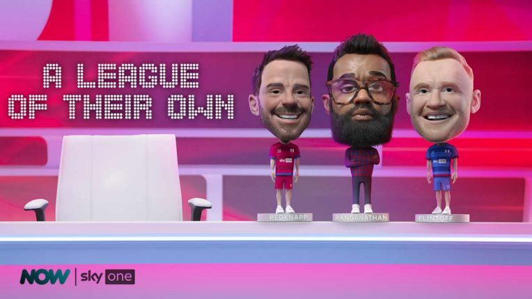 A League of Their Own figurines for Jamie, Freddie and Romesh