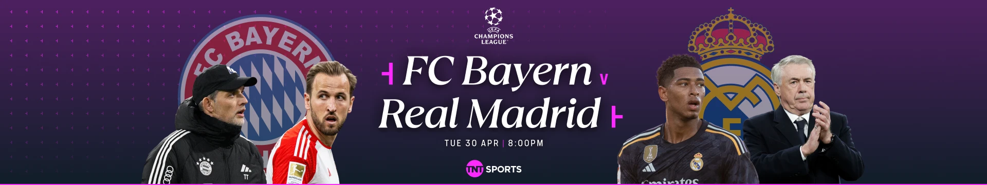 FC Bayern v Real Madrid Tuesday 30 April at 8pm