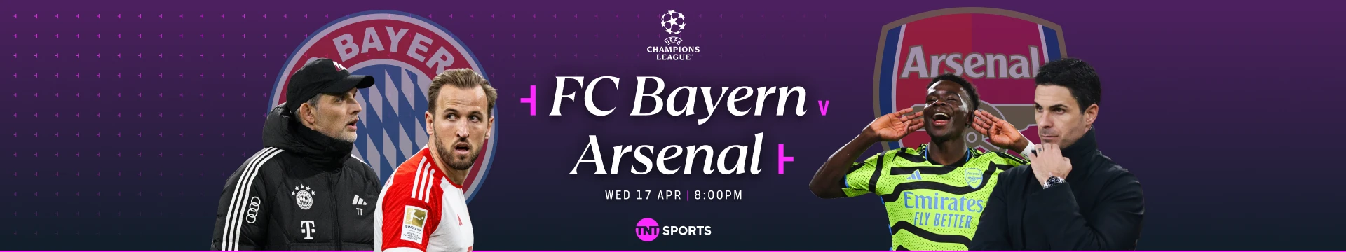 FC Bayern v Arsenal Wednesday 17 April at 8pm
