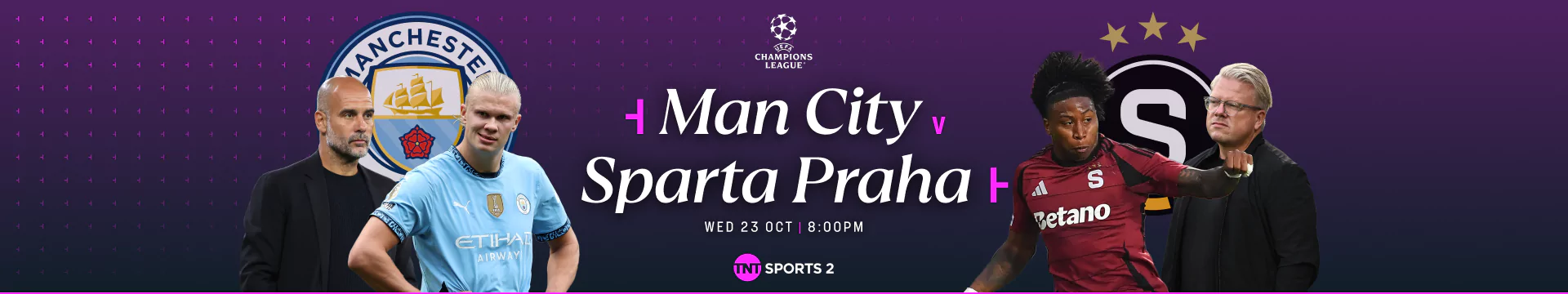 Man City v Sparta Praha 23 October at 8pm on TNT Sports 2