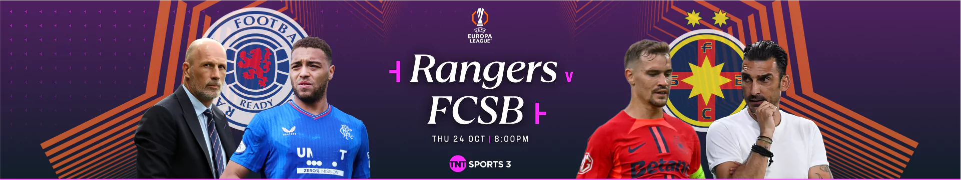 Rangers v FCSB 24th October at 8pm on TNT Sports 3