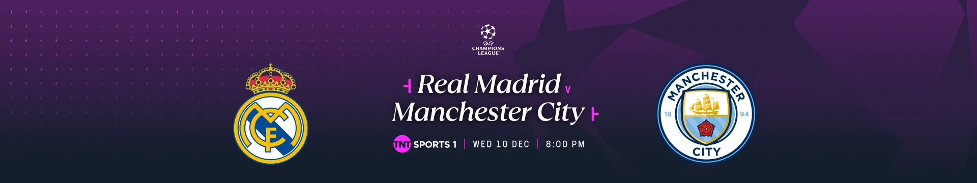 Real Madrid versus Manchester City - 7:00pm – TNT Sports 1 - Wednesday 10 December 2025