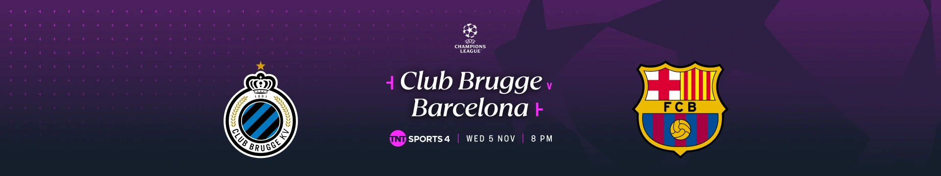 Club Brugge versus Barcelona– 8:00pm - TNT Sports 4- Wednesday 5 November 2025