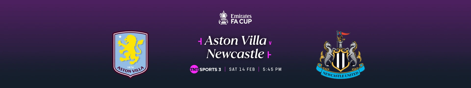 Aston Villa v Newcastle United – 4:45pm build-up – TNT Sports 3 – Friday 14 February 2026 – 5:45pm kick-off