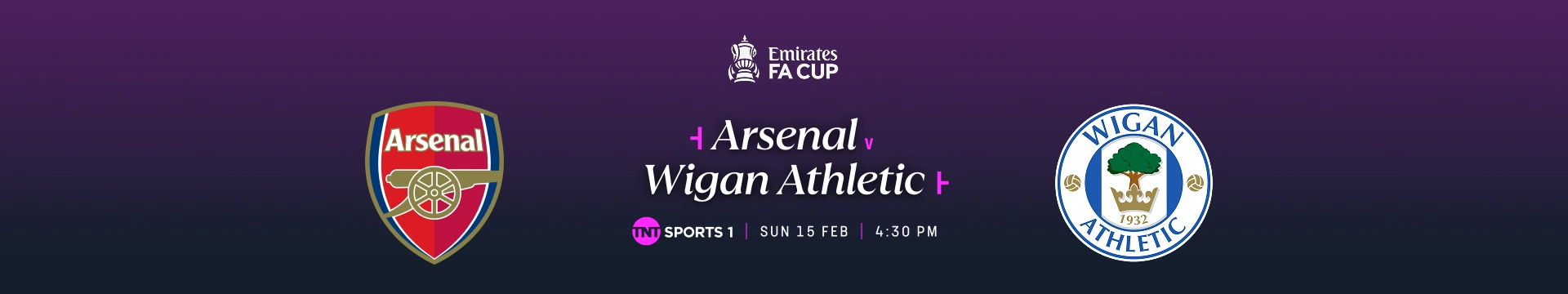 Arsenal v Wigan Athletic – 3:30pm build‑up – TNT Sports 1 – Sunday 15 February 2026