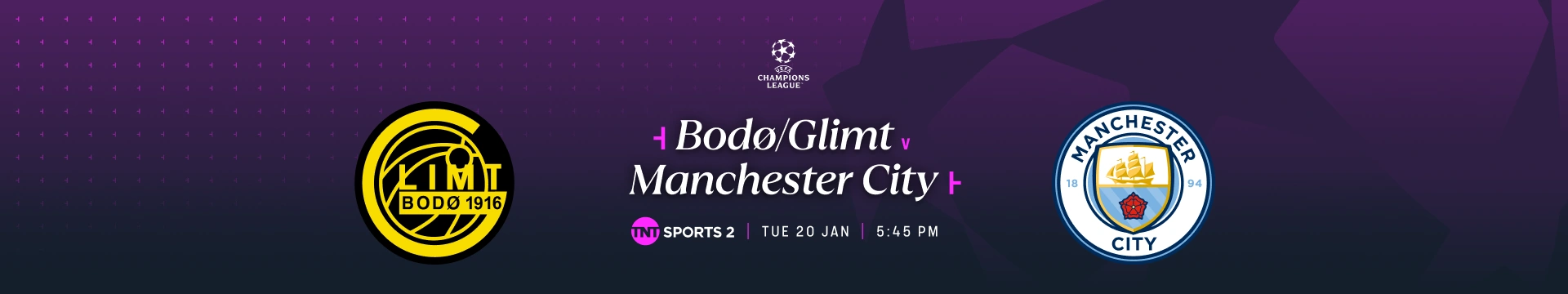 Bodø/Glimt v Manchester City – 4:45pm GMT build-up – TNT Sports 2 – Tuesday 20 January 2026
