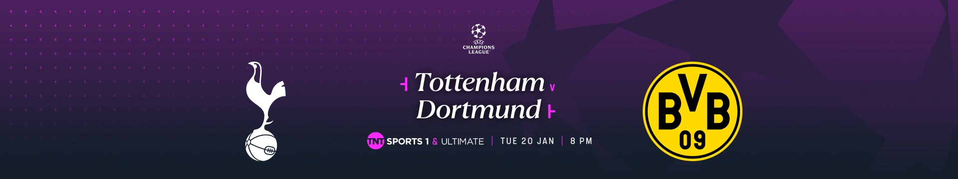  Tottenham Hotspur v Borussia Dortmund – 7:00pm GMT build-up – TNT Sports 1 – Tuesday 20 January 2026